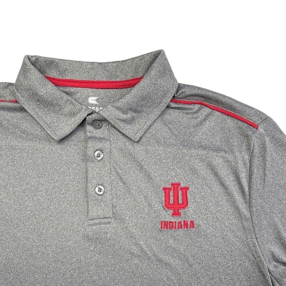 Colosseum Indiana University Hoosiers Mens Large Gray Polo Shirt IU NCAA Logo